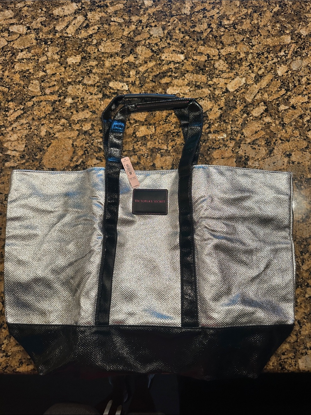 Victoria's Secret Silver and Black Tote Bag
